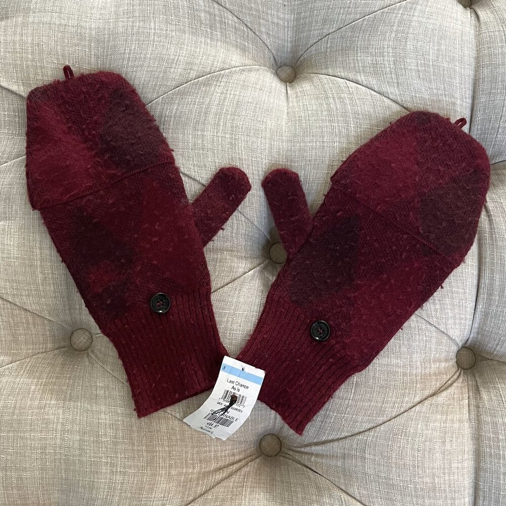 BURBERRY M/L Argyle Convertible Wool Mittens in Ripple Plum 8076835 Italy